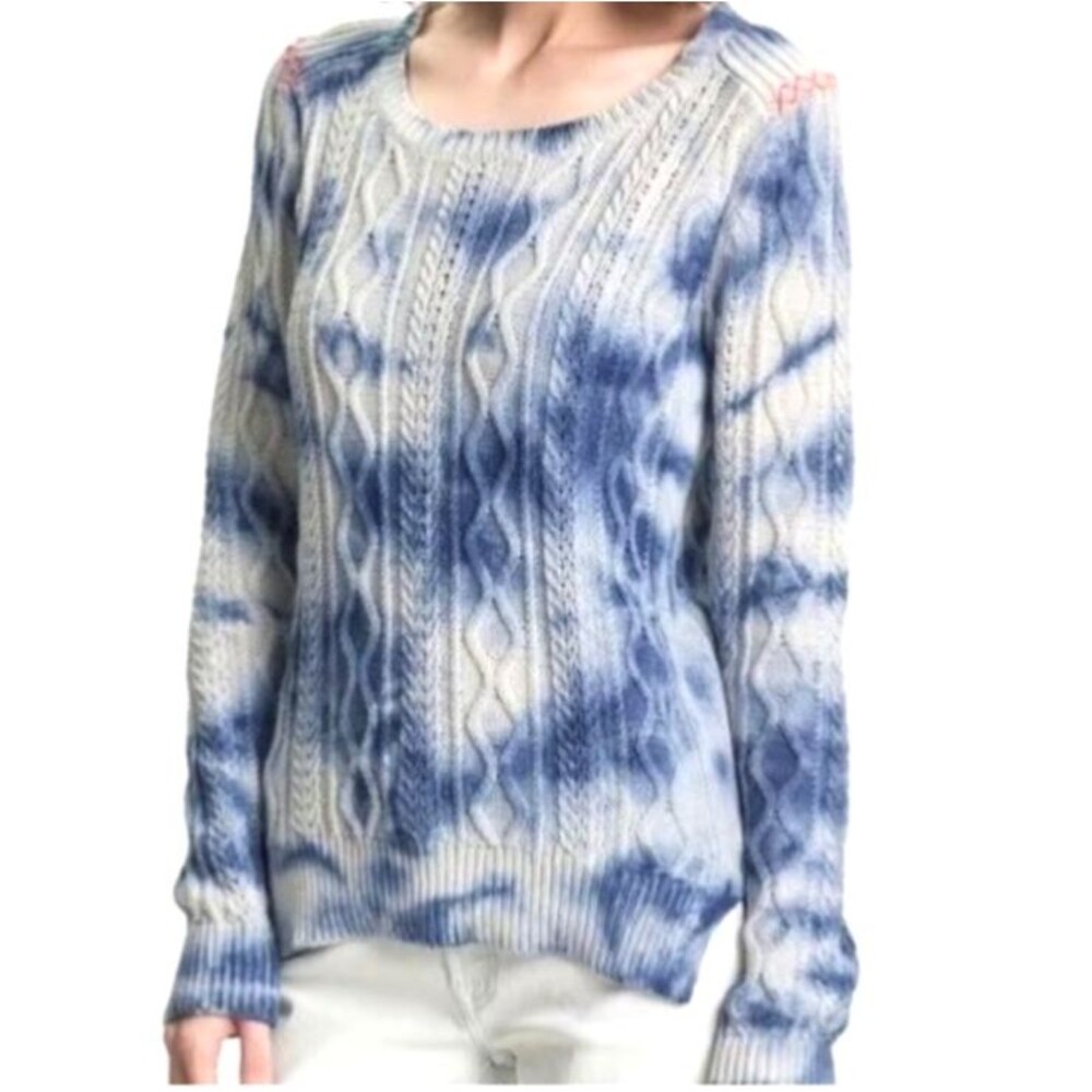Maison Scotch Women’s Tie Dye Cable Knit Cotton Pullover Sweater size 1/S